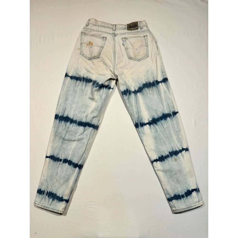 Vintage Levis SilverTab Loose Bleached Tie Dye Striped Jeans Men 30x34 90s Denim - Picture 2 of 16